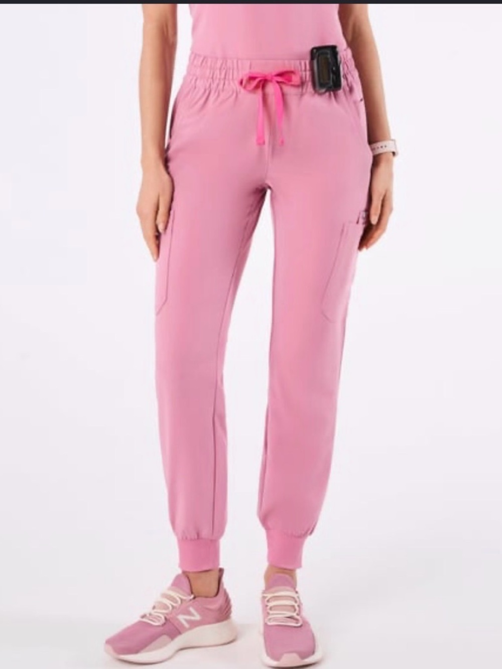 Figs Pink Cargo Jogger Pants with Drawstring